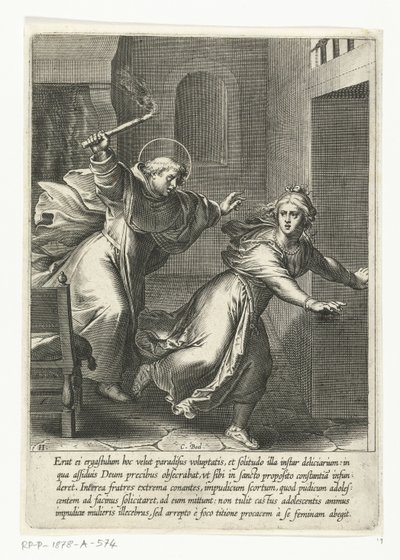 Thomas jagar bort frestelsen Life of Saint Thomas Aquinas (serietitel) av Cornelis Boel