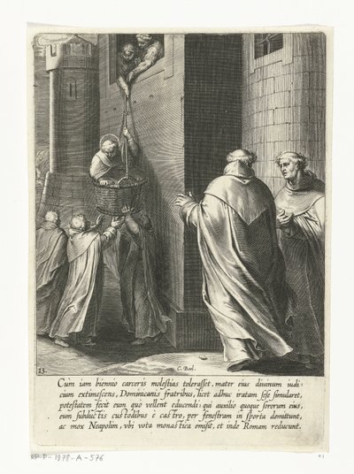 Thomas flyr från fängelse Life of Saint Thomas Aquinas (serietitel) av Cornelis Boel