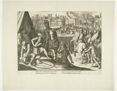 Verovering av Rom, 1527, nr. 2 Scener uit het leven van Karel V (serietitel) Kejsar Karl V:s liv i mycket vackra intaglios, graverade på den berömda A. Tempestes mönster, av två av de skickligaste mästarna J. de Gein & C. Boel. Vid av Cornelis Boel