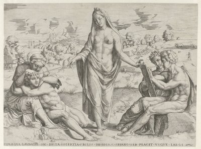 Uppfinnsamhet belönar flit och straffar lättja av Cornelis Bos (attributed to)