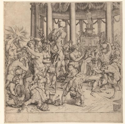 Triumf av Bacchus, höger tallrik av Cornelis Bos