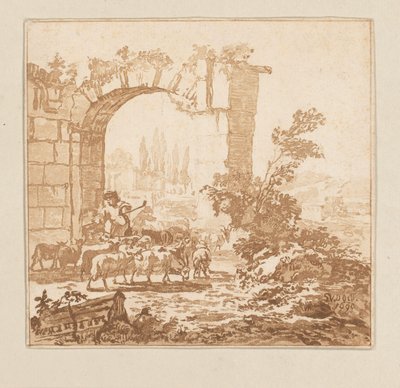 Flock getter vid en grind av Cornelis Brouwer