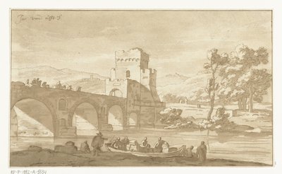 Ponte Molle nära Rom av Cornelis Brouwer
