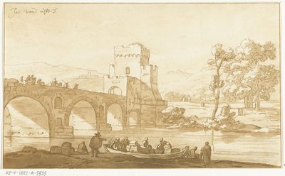 Ponte Molle nära Rom av Cornelis Brouwer