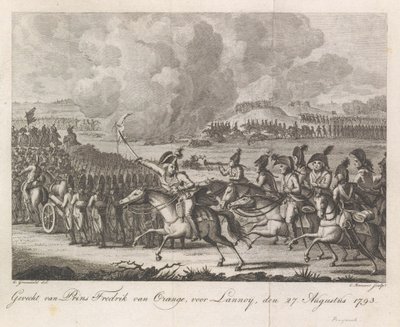 Prins William George Frederik vid slaget vid Lannoy, 1793 Slaget vid Prins Fredrik av Orange, före Lannoy, 27 augusti 1793 (titel på objekt) av Cornelis Brouwer