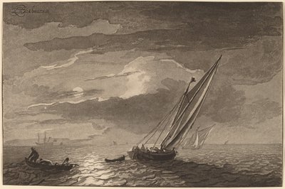 Seascape with Full Moon, 1779, publicerad 1781. av Cornelis Brouwer