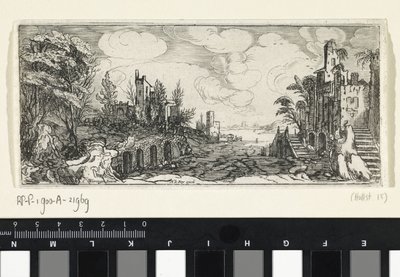 Kuperat landskap med utsikt över en flod Landskap (serietitel) av Cornelis Claesz van Wieringen (possibly)