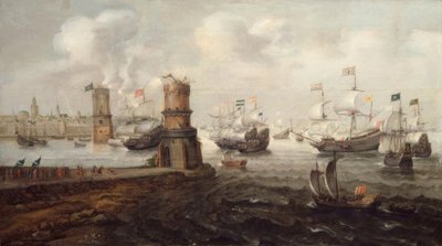 Erövring av Damiette, femte korståget, 1219 / Gem., v. Wieringen av Cornelis Claesz  van Wieringen