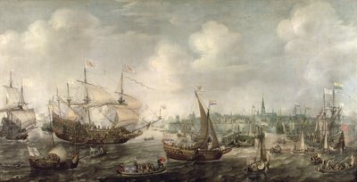 Fredrick V:s ankomst till Vlissingen 1613 (olja på duk) av Cornelis Claesz  van Wieringen