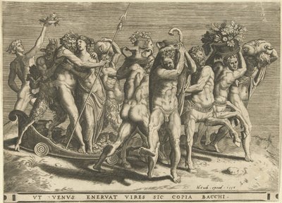 Bacchus och Venus i en vagn dragen av kentaurer av Cornelis Cort (rejected attribution)