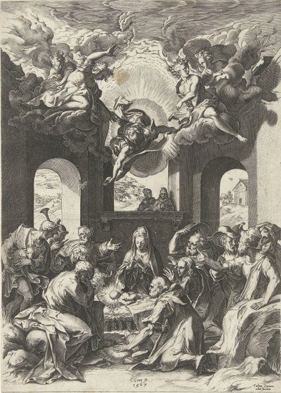 Tillbedjan av herdarna av Cornelis Cort