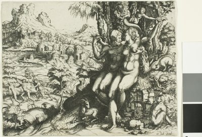 Adam och Eva och utdrivningen från paradiset av Cornelis Cort
