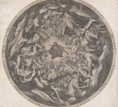 Gudarnas samling på Olympen, 1565. av Cornelis Cort
