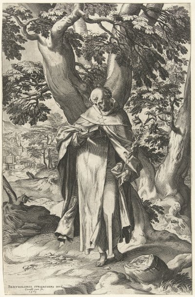 St Dominic, läser en bok av Cornelis Cort