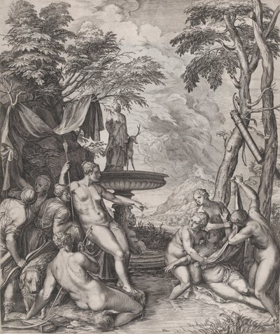 Diana upptäcker Callistos graviditet, 1566. av Cornelis Cort