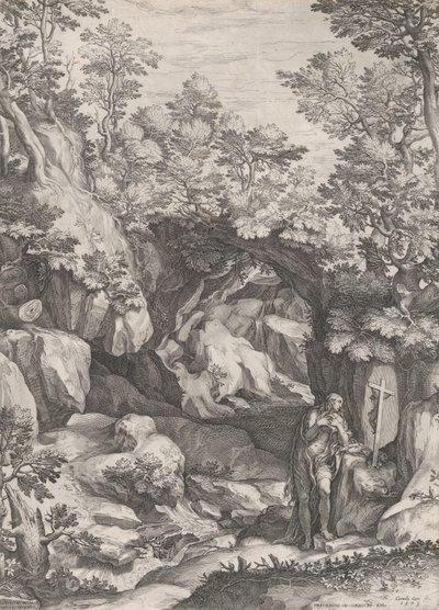 Maria Magdalena Ångerfull i vildmarken, 1573. av Cornelis Cort