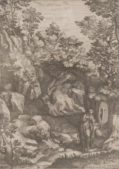 Maria Magdalena Ångerfull i vildmarken, 1573. av Cornelis Cort