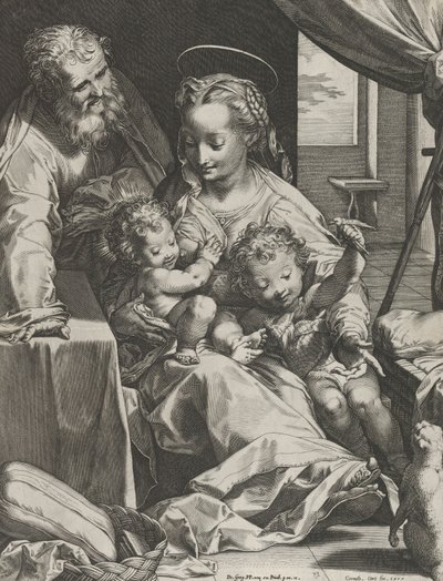 Den heliga familjen, 1577. av Cornelis Cort