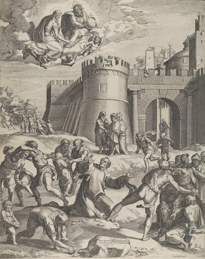 St Stephens martyrskap, 1576. av Cornelis Cort