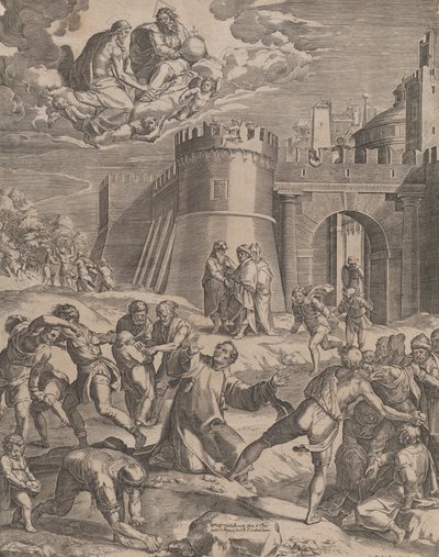 St Stephens martyrskap, 1576. av Cornelis Cort