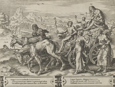 Saknadens triumf, från The Cycle of the Vicissitudes of Human Affairs, skylt 6, 1564. av Cornelis Cort