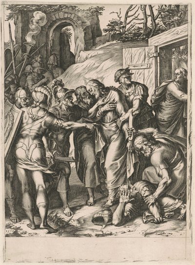 Kristi förräderi av Cornelis Cort, after Girolamo Muziano