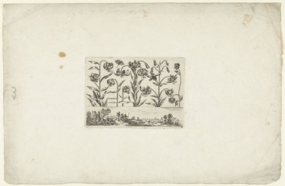 Rad av blommor över landskapet Blommor och landskap (serietitel) av Cornelis Danckerts (I)