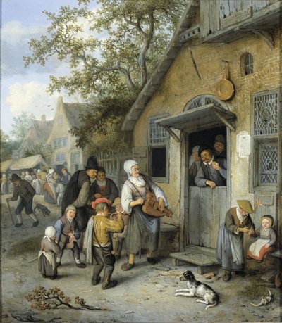 Country Kermis (olja på panel) av Cornelis Dusart