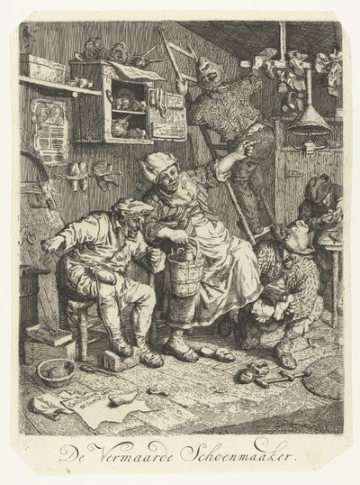 Den berömda skomakaren The Famous Shoemaker (titel på objekt) av Cornelis Dusart