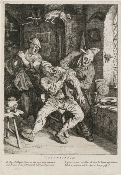 Helare, blad 2 i en serie med tre genrescener av Cornelis Dusart