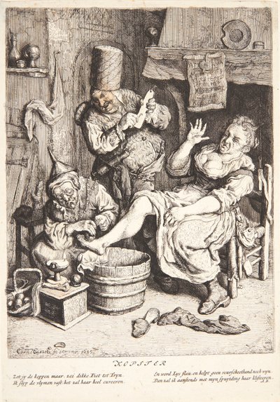 Kvinna som behandlas med koppning av Cornelis Dusart