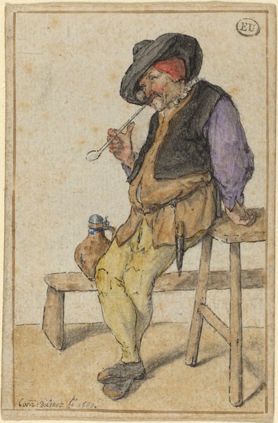 Bonde som röker av Cornelis Dusart