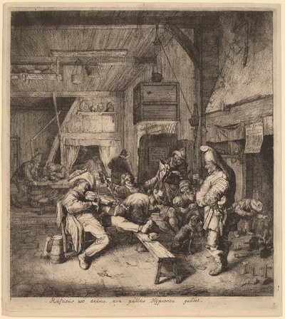 Violinspelare sitter i en krog av Cornelis Dusart