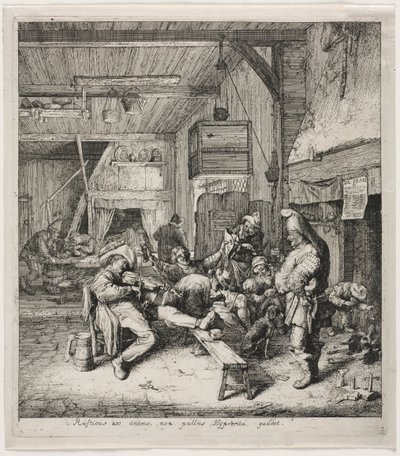 Fiolspelare som sitter i värdshuset av Cornelis Dusart