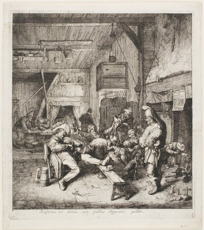 Fiolspelare som sitter i värdshuset av Cornelis Dusart
