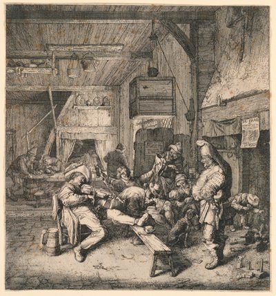Violinist som sitter i värdshuset av Cornelis Dusart