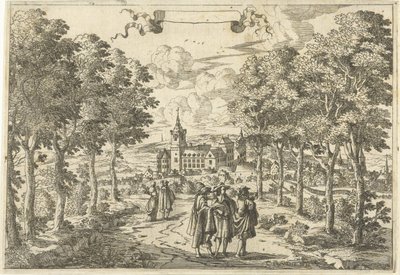 Vandrare och ett slott av Cornelis Elandts