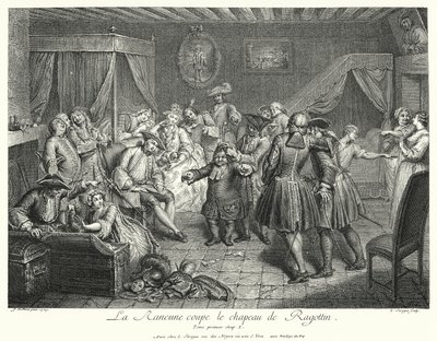La Rancune skär av Ragotins hatt (gravyr) av Cornelis Engelbrechtsen