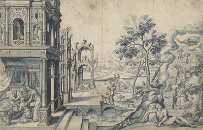 Jakob tar emot Isaks välsignelse; Jakobs stege av Cornelis Floris (II)