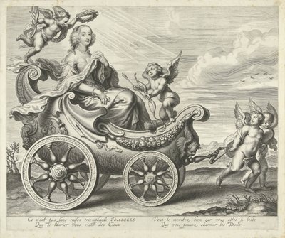 Clara Isabella de Ligne-Arenberg (?) i en triumfvagn av Cornelis Galle (I)