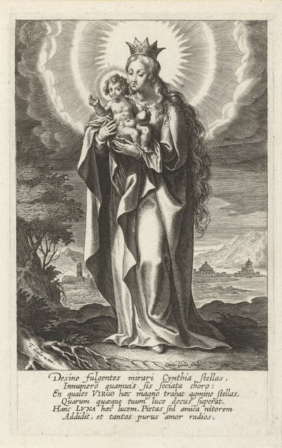 Krönt Maria och barn av Cornelis Galle (I)