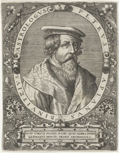 Porträtt av Peter Apianus Petrus Apianus Binuitzius (titel på objekt) av Cornelis Galle (I)