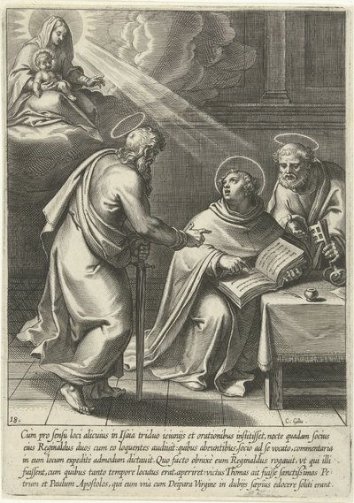 Thomas undervisades av Peter och Paul The Life of Saint Thomas Aquinas (serietitel) av Cornelis Galle (I)