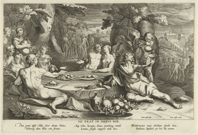Syndigt liv på Noas dagar Sic erat in diebus Noe (titel på objekt) av Cornelis Galle (I)