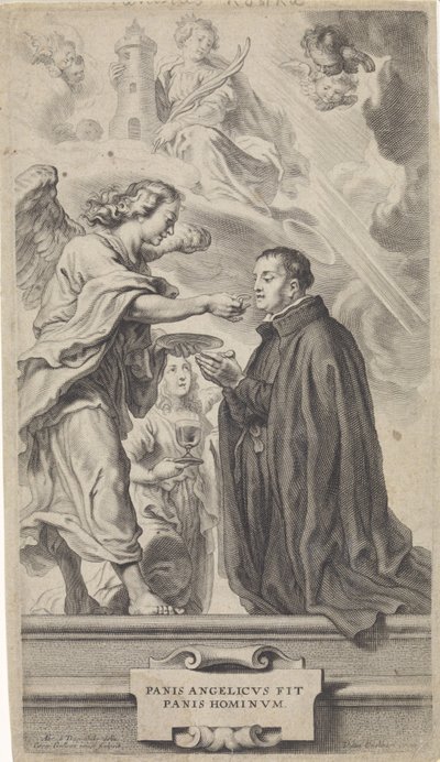 Kommunion av H. Stanislaus Kostka (?) med en ängel av Cornelis Galle (II)