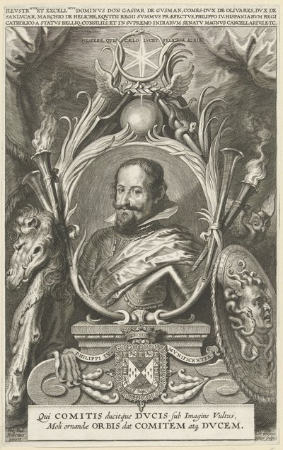 Porträtt av Gaspar de Guzmán, greve av Olivares, hertig av St. Lucar av Cornelis Galle (II)