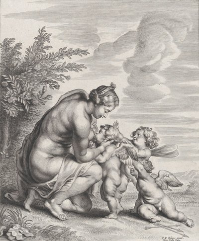 Venus ammar tre amoriner i ett landskap, ca. 1627-78. av Cornelis Galle II