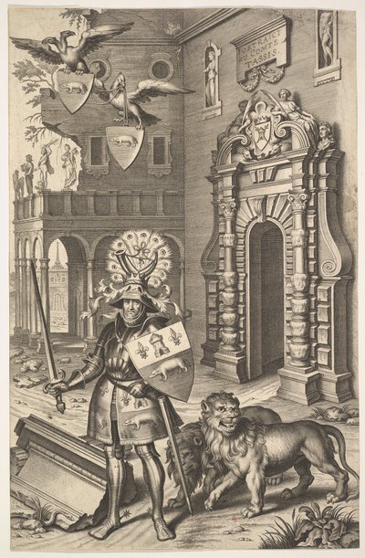 Allegoriskt porträtt av greve Tassis illustration från Jean Jacques Chifflet, Les marques ..., 1645. av Cornelis Galle I