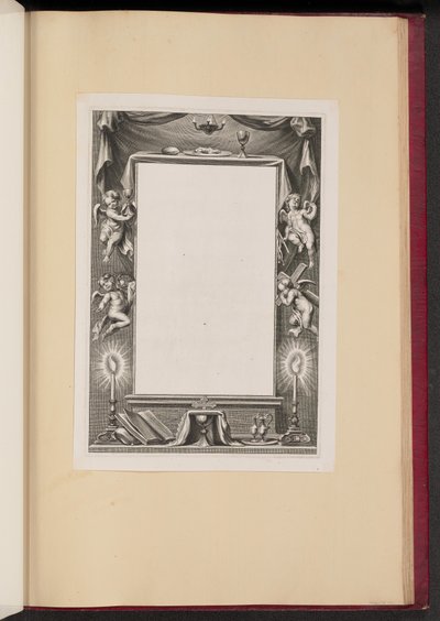 Gränsillustration med Putti som håller passionens attribut av Cornelis Galle I