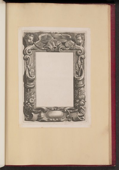 Gränsillustration med två putti och frukt av Cornelis Galle I